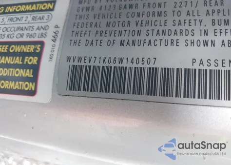 2006 Volkswagen Gti 2-Door from USA, damaged, VIN WVWEV71K06W140507